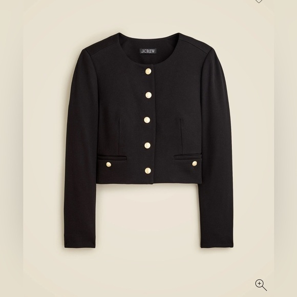 J. Crew Black Cropped Lady Jacket in Stretch Twill - Picture 2 of 6